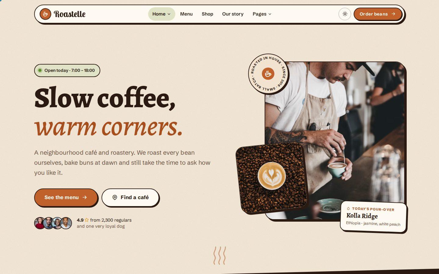 Roastelle home page preview